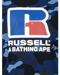 dunkelblaues Camouflage T-Shirt mit einem Rundhalsausschnitt von A Bathing Ape