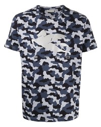 dunkelblaues Camouflage T-Shirt mit einem Rundhalsausschnitt von Etro