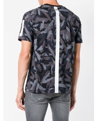 dunkelblaues Camouflage T-Shirt mit einem Rundhalsausschnitt von Les Hommes Urban