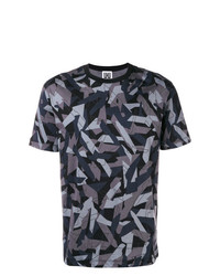 dunkelblaues Camouflage T-Shirt mit einem Rundhalsausschnitt von Les Hommes Urban