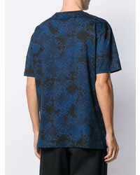 dunkelblaues Camouflage T-Shirt mit einem Rundhalsausschnitt von Valentino