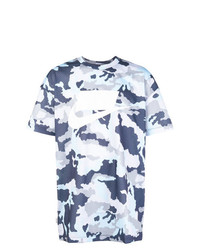dunkelblaues Camouflage T-Shirt mit einem Rundhalsausschnitt von Nike