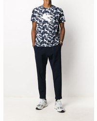 dunkelblaues Camouflage T-Shirt mit einem Rundhalsausschnitt von Etro