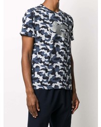 dunkelblaues Camouflage T-Shirt mit einem Rundhalsausschnitt von Etro