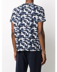 dunkelblaues Camouflage T-Shirt mit einem Rundhalsausschnitt von Etro