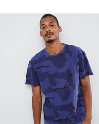 dunkelblaues Camouflage T-Shirt mit einem Rundhalsausschnitt von Reclaimed Vintage