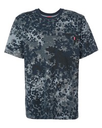 dunkelblaues Camouflage T-Shirt mit einem Rundhalsausschnitt von Supreme