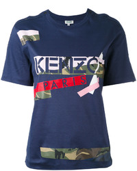 dunkelblaues Camouflage T-shirt von Kenzo