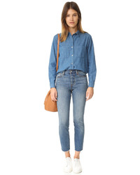 dunkelblaues Chambray Hemd von Steven Alan