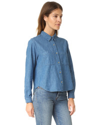 dunkelblaues Chambray Hemd von Steven Alan