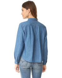 dunkelblaues Chambray Hemd von Steven Alan