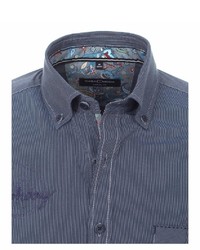 dunkelblaues Chambray Langarmhemd von Casamoda