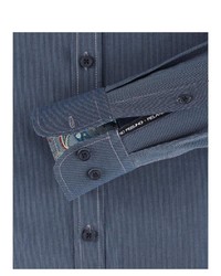 dunkelblaues Chambray Langarmhemd von Casamoda