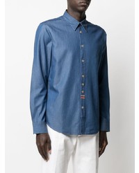 dunkelblaues Chambray Langarmhemd von Paul Smith