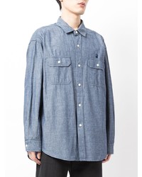 dunkelblaues Chambray Langarmhemd von A Bathing Ape