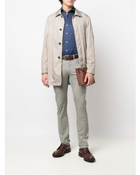 dunkelblaues Chambray Langarmhemd von Canali