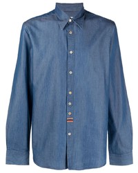 dunkelblaues Chambray Langarmhemd von Paul Smith