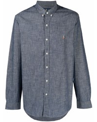 dunkelblaues Chambray Langarmhemd von Polo Ralph Lauren