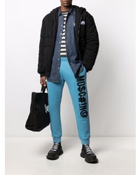 dunkelblaues Chambray Langarmhemd von Moschino