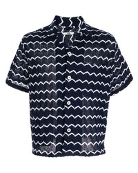 dunkelblaues Kurzarmhemd mit Chevron-Muster von Bode