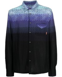 dunkelblaues Langarmhemd mit Chevron-Muster von Missoni