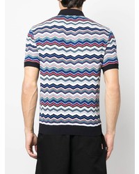 dunkelblaues Polohemd mit Chevron-Muster von Missoni