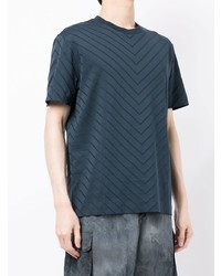 dunkelblaues T-Shirt mit einem Rundhalsausschnitt mit Chevron-Muster von Emporio Armani