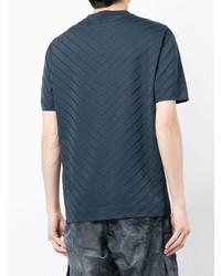 dunkelblaues T-Shirt mit einem Rundhalsausschnitt mit Chevron-Muster von Emporio Armani