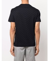 dunkelblaues T-Shirt mit einem Rundhalsausschnitt mit Chevron-Muster von Emporio Armani