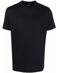 dunkelblaues T-Shirt mit einem Rundhalsausschnitt mit Chevron-Muster von Emporio Armani