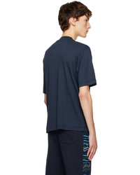 dunkelblaues T-Shirt mit einem Rundhalsausschnitt mit Chevron-Muster von Missoni