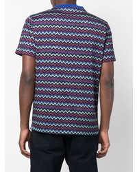 dunkelblaues T-Shirt mit einem Rundhalsausschnitt mit Chevron-Muster von Missoni