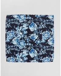 dunkelblaues Einstecktuch mit Blumenmuster von Asos