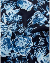 dunkelblaues Einstecktuch mit Blumenmuster von Asos