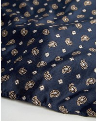 dunkelblaues Einstecktuch mit Paisley-Muster von Reclaimed Vintage
