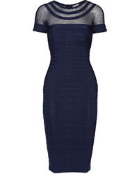 dunkelblaues figurbetontes Kleid von Herve Leger