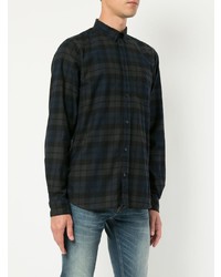 dunkelblaues Flanell Langarmhemd mit Karomuster von Norse Projects