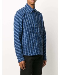 dunkelblaues Flanell Langarmhemd mit Karomuster von Off-White