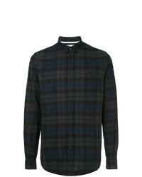 dunkelblaues Flanell Langarmhemd mit Karomuster von Norse Projects