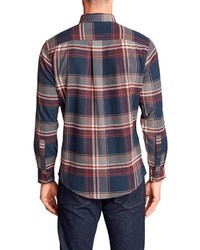 dunkelblaues Flanell Langarmhemd mit Schottenmuster von Eddie Bauer