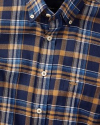 dunkelblaues Flanell Langarmhemd mit Schottenmuster von Fynch Hatton
