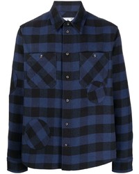 dunkelblaues Flanell Langarmhemd mit Vichy-Muster von Off-White