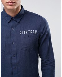 dunkelblaues Flanell Langarmhemd von Firetrap