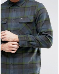 dunkelblaues Flanell Langarmhemd von RVCA