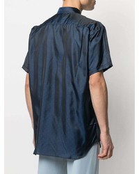 dunkelblaues gepunktetes Kurzarmhemd von Comme Des Garcons SHIRT