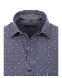 dunkelblaues gepunktetes Langarmhemd von Casamoda
