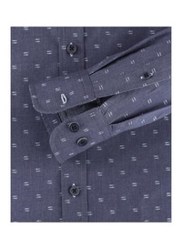 dunkelblaues gepunktetes Langarmhemd von Casamoda
