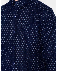 dunkelblaues gepunktetes Langarmhemd von Bellfield