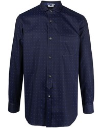 dunkelblaues gepunktetes Langarmhemd von Junya Watanabe MAN