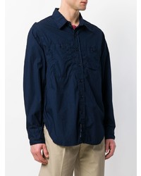 dunkelblaues gepunktetes Langarmhemd von Engineered Garments
